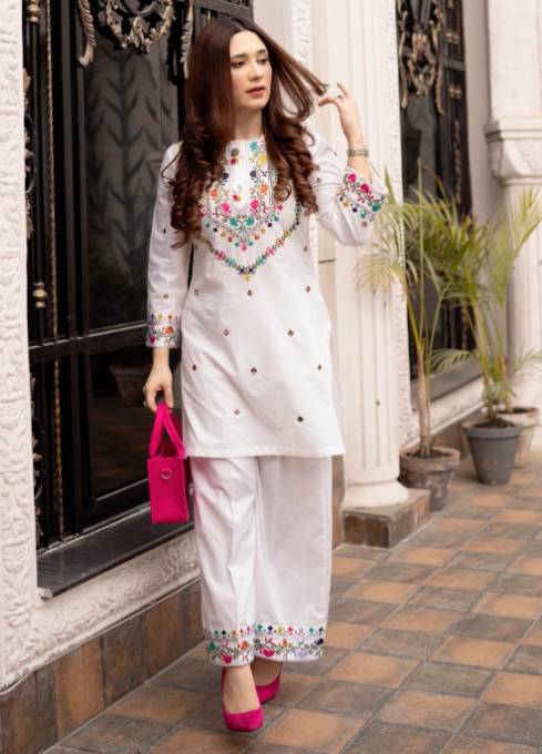 Sahibas By Mirza - Morni white - 2 Piece - Top & Bottom