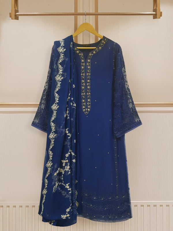 TWO PIECE PURE CHIFFON SHIRT, DUPATTA AND SILK PANTS S107495